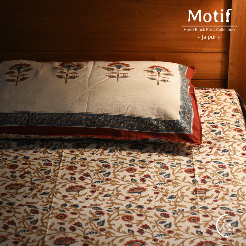 Motif Hand Block Print Cotton Bedsheet - Enchantment (60x90)