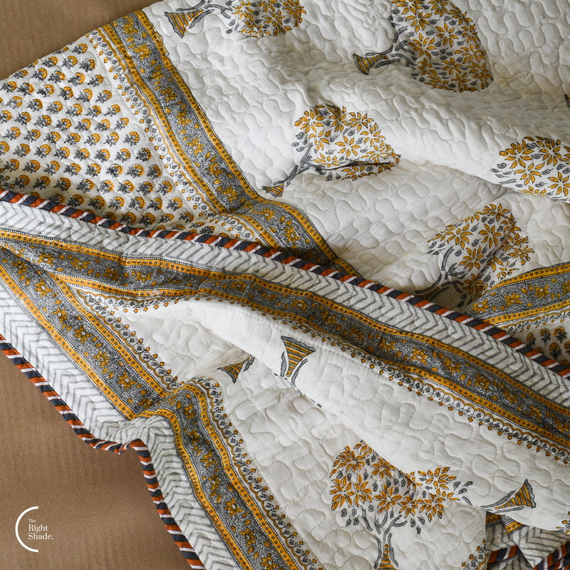Motif Hand Block Print Quilt - Sacred Fig Motif Hand Block Print Quilt - Sacred Fig
