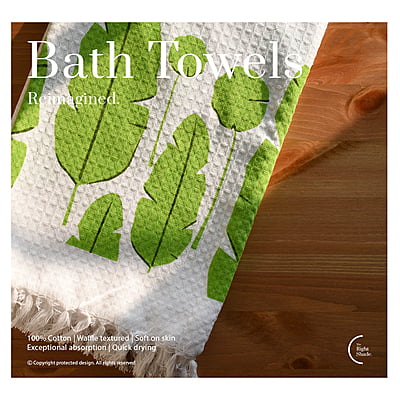 Cotton Waffle Bath Towel (new) - Tropical Lush Pack (Pack of 2)
