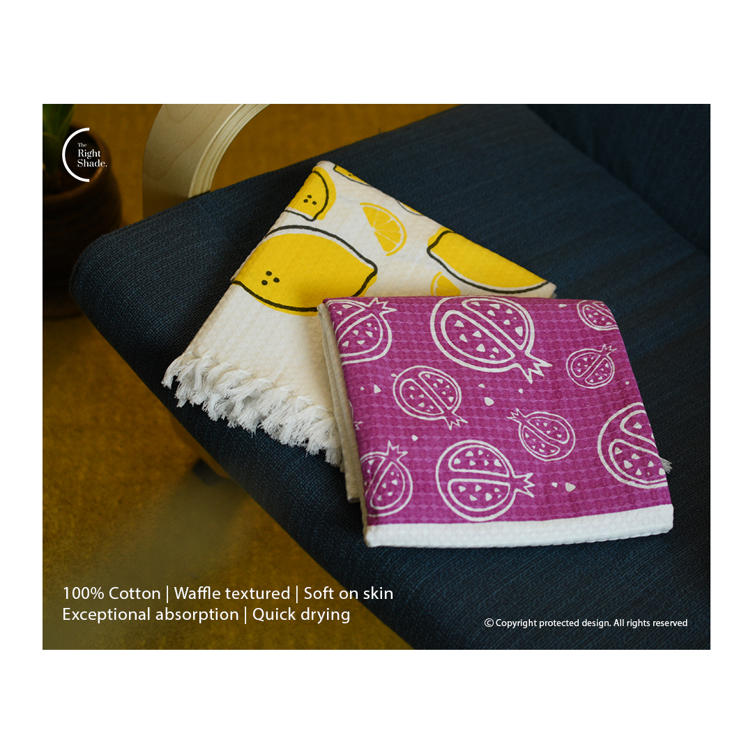 Cotton Waffle Bath Towel (new) - Flying Fruits Pack (Pack of 2) Cotton Waffle Bath Towel (new) - Flying Fruits Pack (Pack of 2)