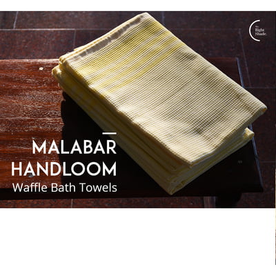 Cotton Handloom bath towel - Yellow