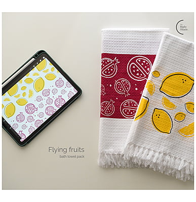 Cotton Waffle Bath Towel (new) - Flying Fruits Pack (Pack of 2)