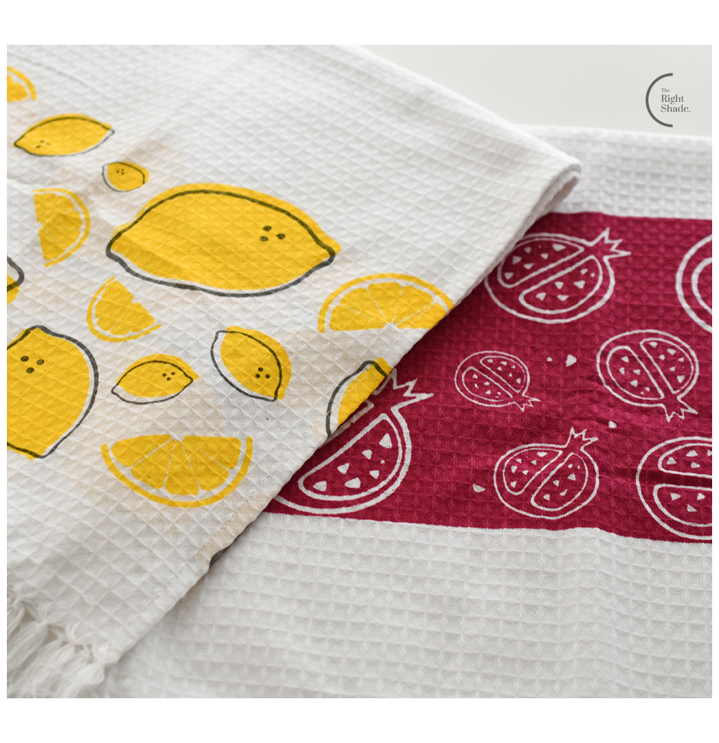 Cotton Waffle Bath Towel -  Flying Fruit Pack (Pack of 2)