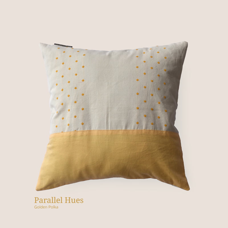 Cushion Cover - Parallel Hues Golden Polka